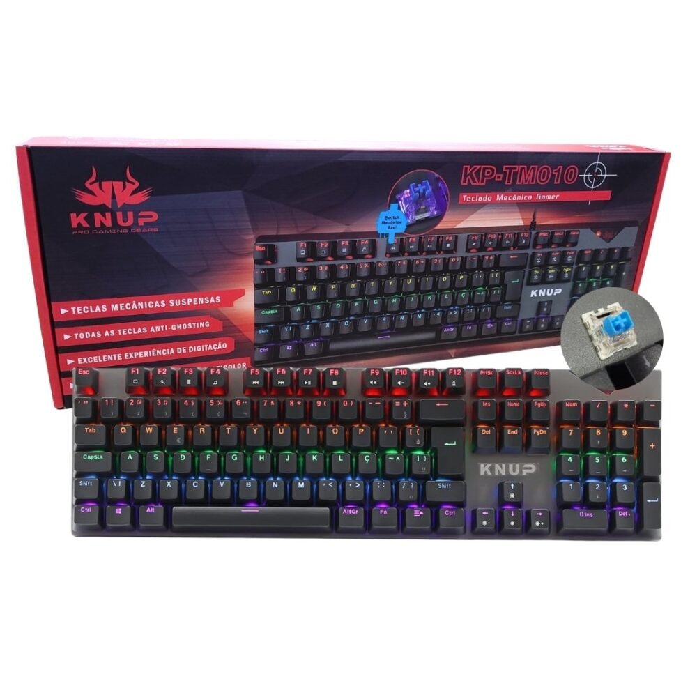 Teclado Mecânico Gamer Kalkan Loki Rainbow Switch Kalkan YH Brown Preto - KLK00013